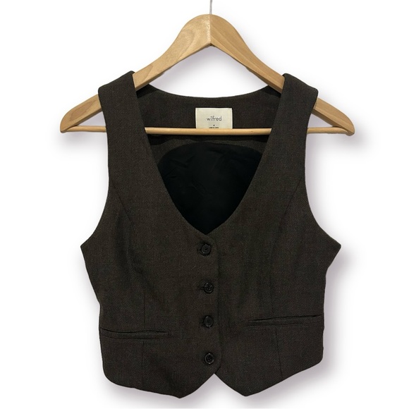 Aritzia Wilfred Desire Vest Dark Brown Like New Size 4 - Picture 2 of 6